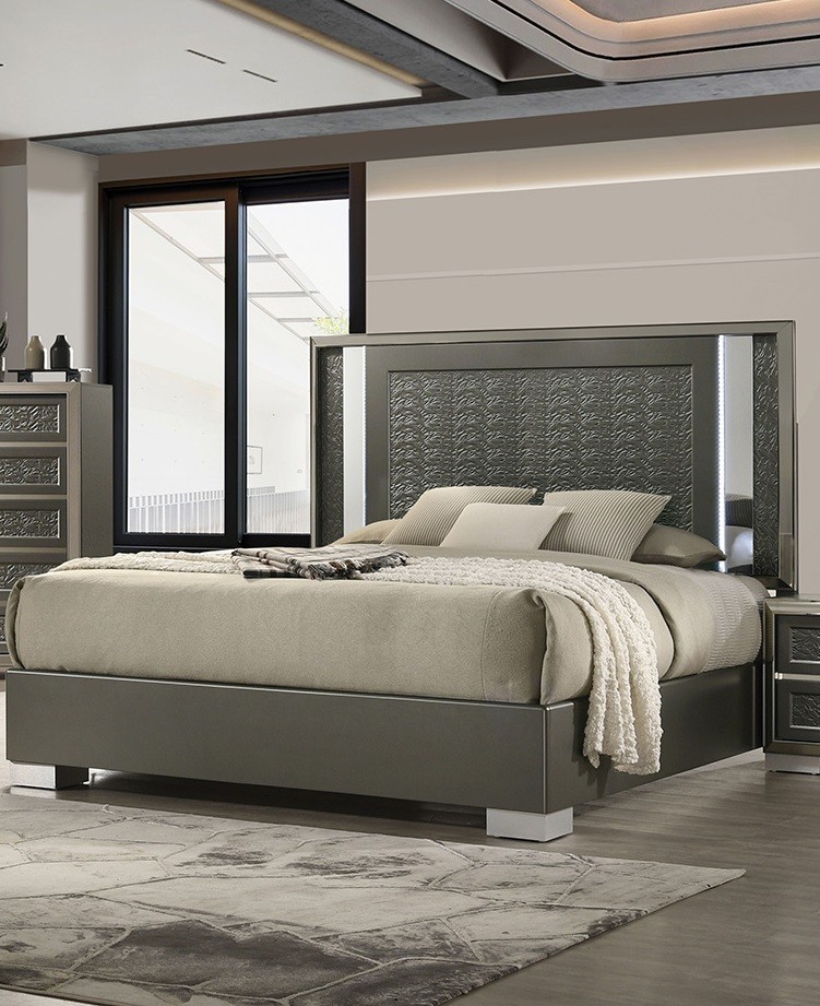 Dark Gray Finish Eastern King 1pc Bed Set Contemporary Style