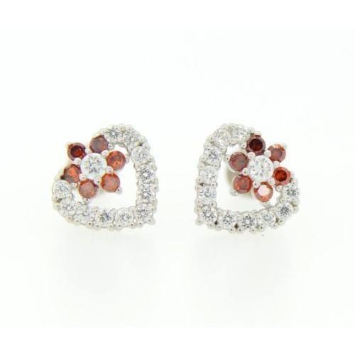 14K White Gold Heart Shape CZ Stud Earrings