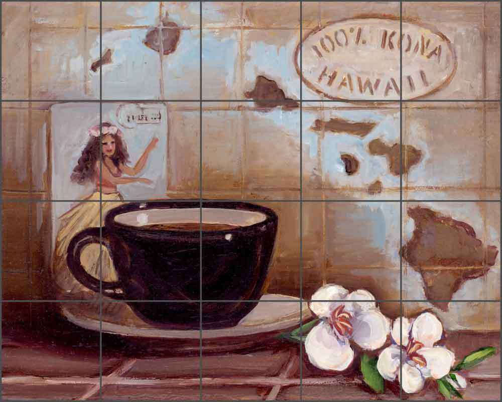 Ceramic Tile Mural Kitchen Shower Backsplash Kasun Kona Coffee Art EC-TK010