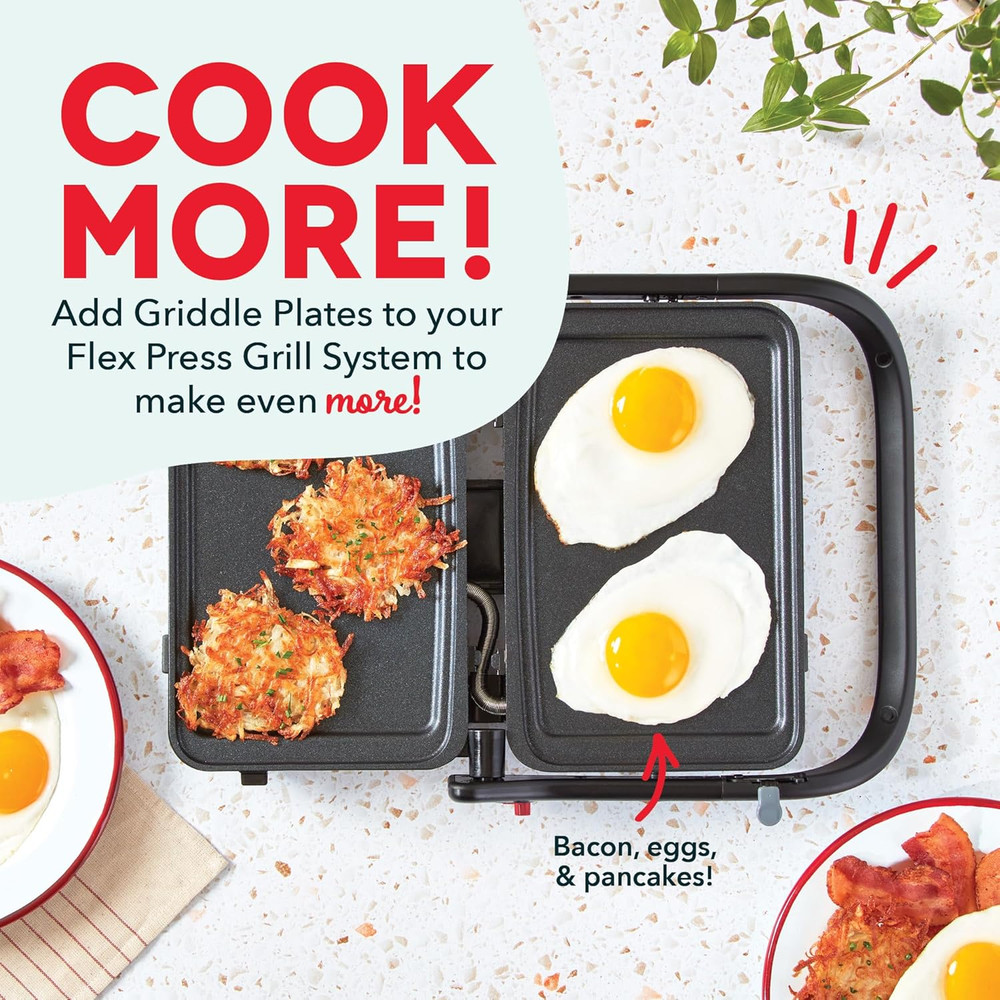 Griddle 2-Plate Pack for Multimaker Flex Press Grill System - Removable, Nonstic