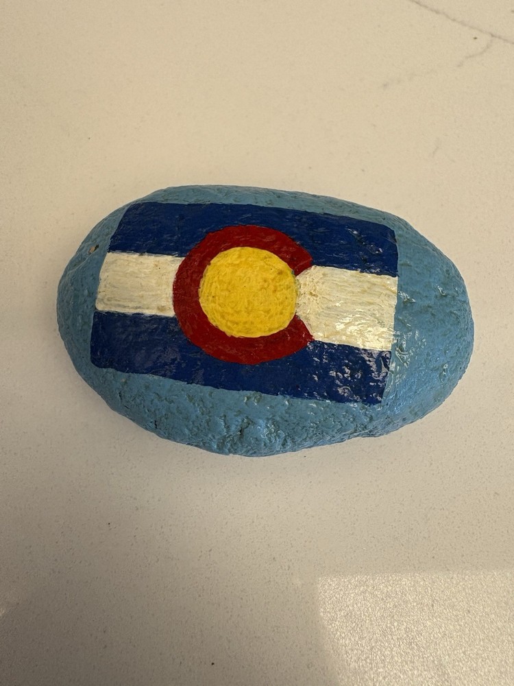 Hand painted Colorado Flag Rock Decoration