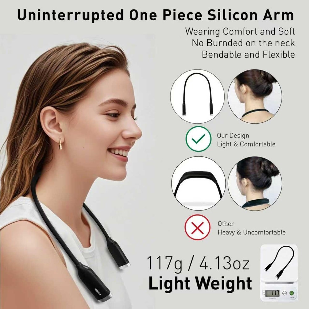 Neck Reading Light, 3 Color & Brightness Adjustable Book Light for Black