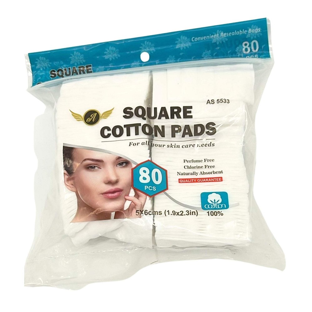 White Cotton Square Pads: 80 Pack