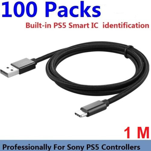 Lot 100 x 1M/3FT Type-C USB-C Data Sync Charging Cable For Sony PS5 Controllers