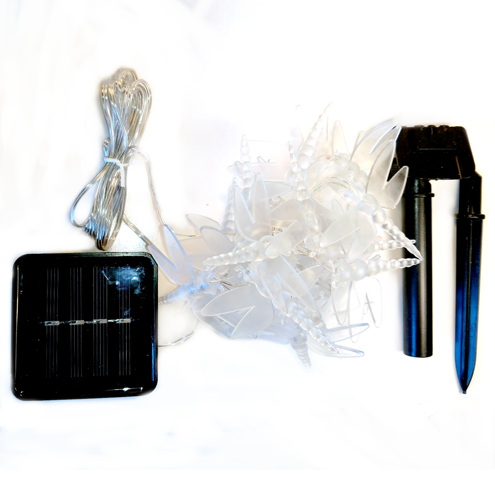 Solar Powered Dragonfly String Lights - 30 LED Multi Colored, 8 Modes