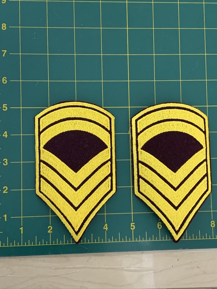 Sergeant First Class 5” Brown And Yellow Gold Military Patch M3