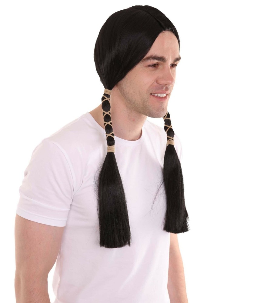 Men Indian Maiden Black Wig HM-116