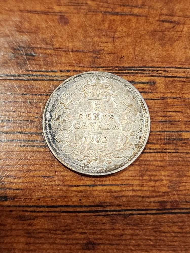 1902 Canada 5 Cents Silver Coin