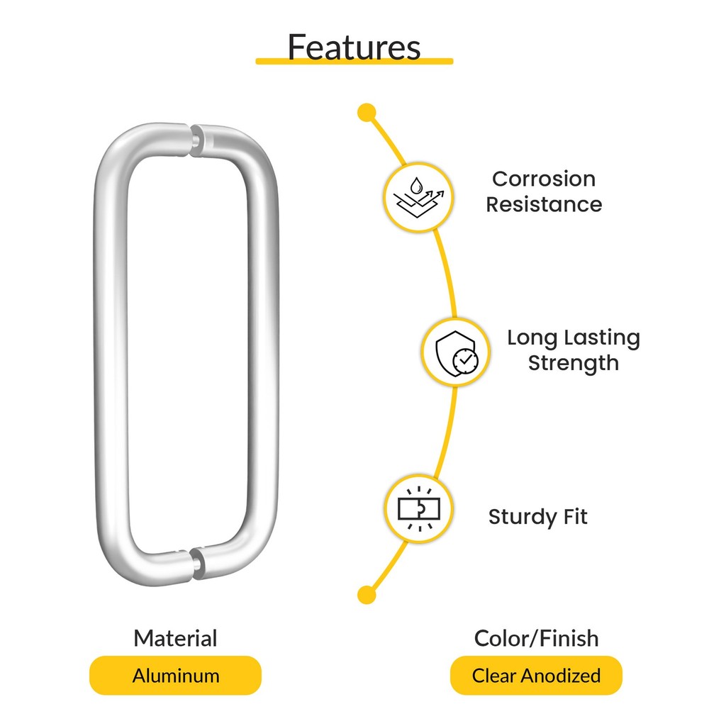 Brixwell Straight Back-to-Back Pull Handle 9" Length Clear Anodized Finish