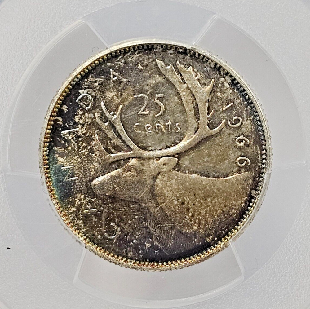 1966- Canada Queen Elizabeth 11 Silver 25cent PCGS Graded MS65