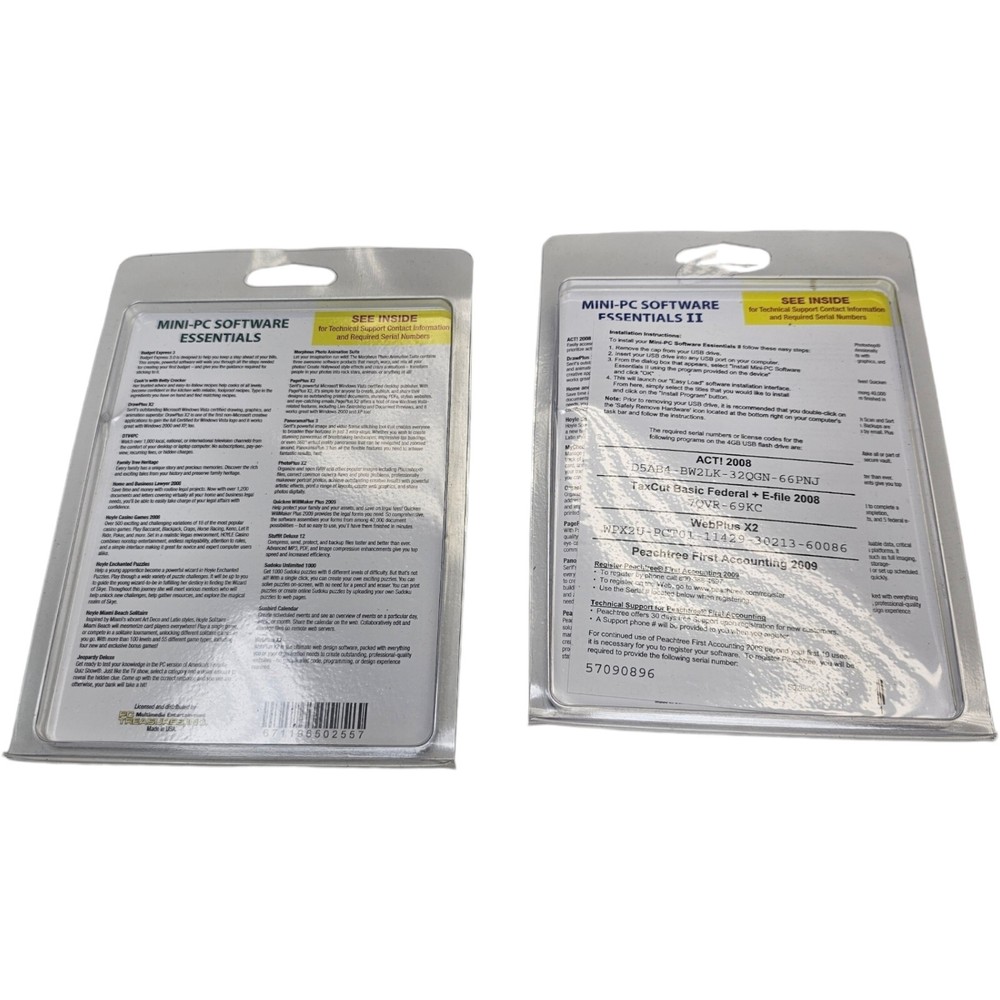 Mini-PC Software Essentials 1 & 2, 19 & 17 Programs On 1 USB Drive