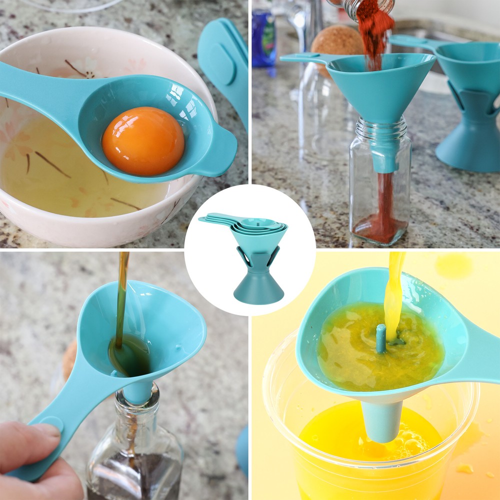 6PCS Kitchen Funnel Set with Detachable Strainer Filter & Egg Separator BPA-Free