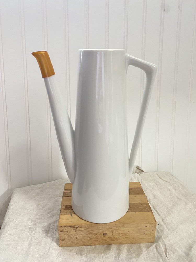 Mid Century Modern White Ceramic Coffee Pot Without Lid