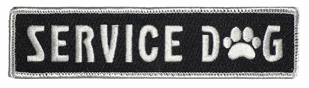"Service Dog" Embroidered Vest Patch with hook backing - 2 Pack - Large