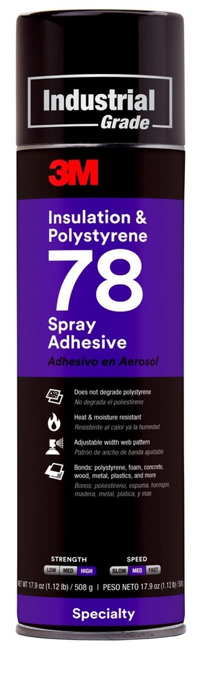 3M 3M Polystyrene Insulation 78 Spray Adhesive Clear, Net Wt 17.9 Oz