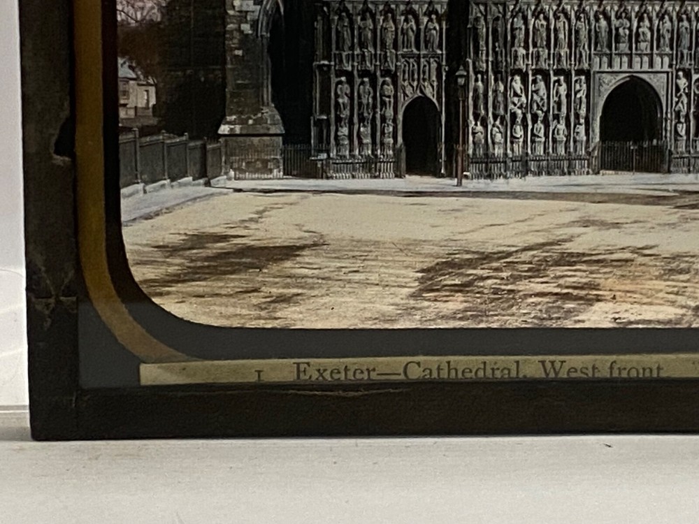 Antique Magic Lantern Slide - 1. Exeter Cathedral West Front J. V.