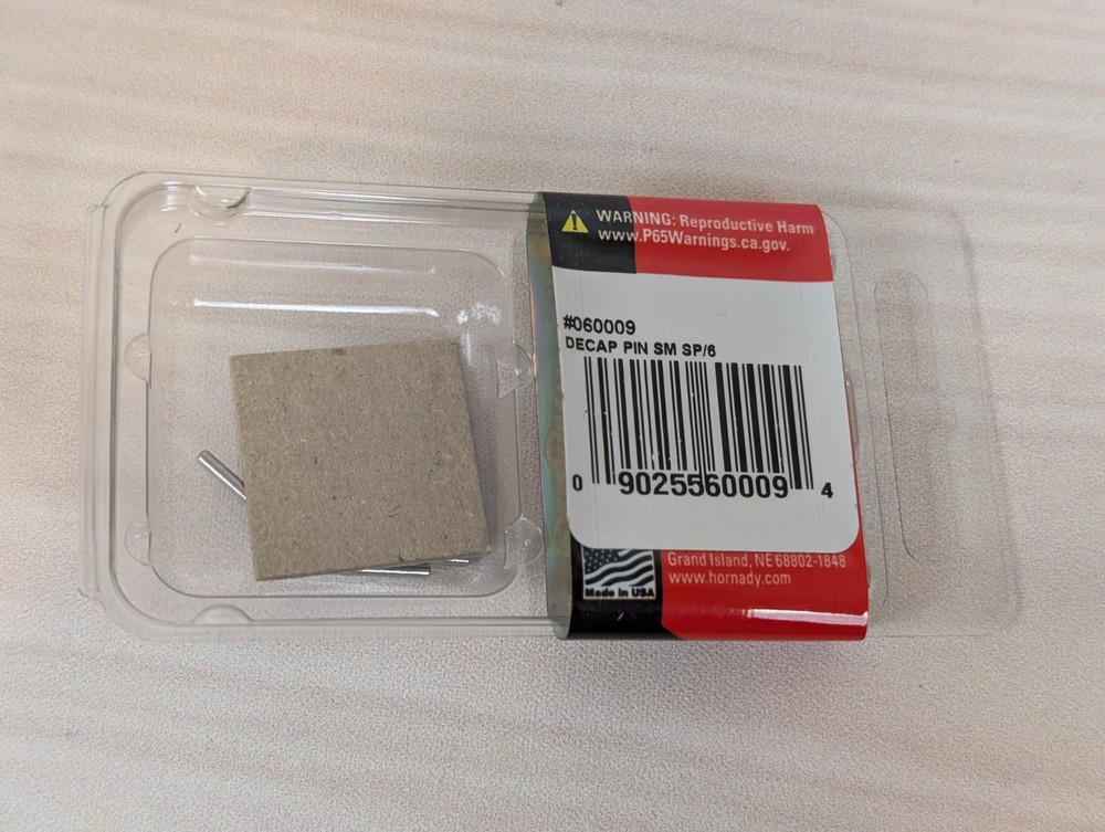 Hornady Reloading Tools Small Decapping Pin 6-Pack 060009 New