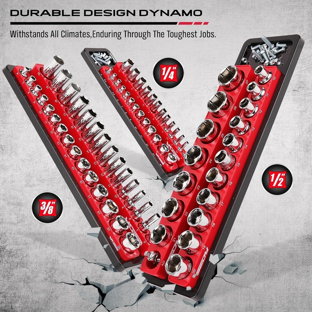 Portable Magnetic Socket Holder Set - 6-Piece Storage Solution for Every Toolbox