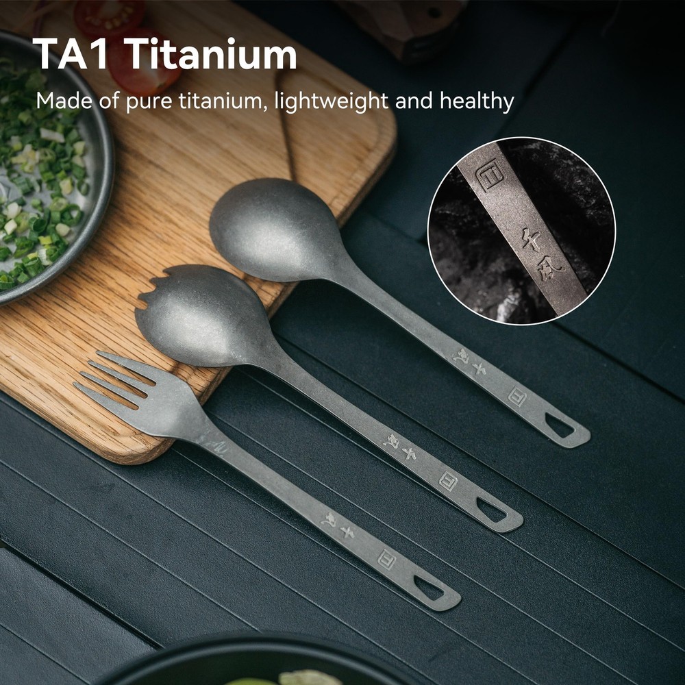 Titanium Cutlery Set, Ultralight and Durable Fork and Spoon, Reusable Flatwar...