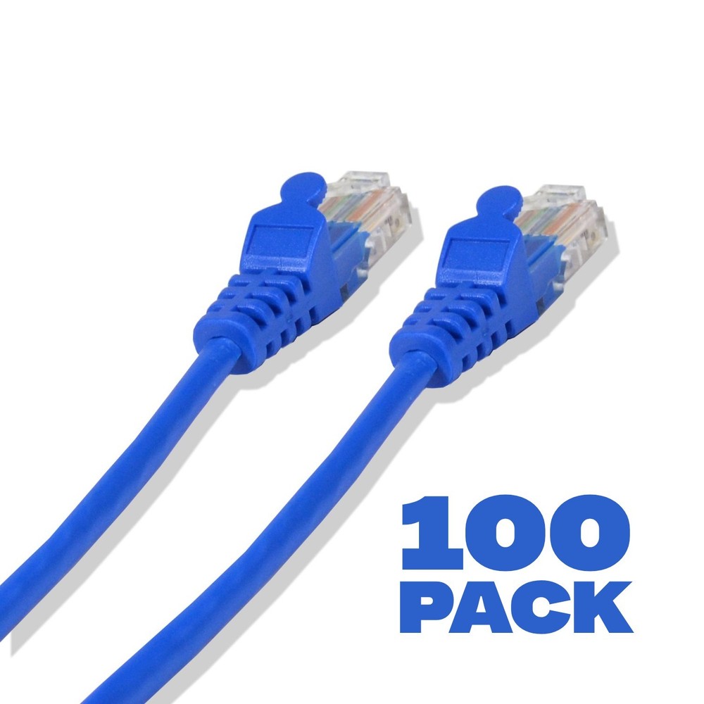 100 Pack - 2ft Cat5e Cable Ethernet LAN Network RJ45 Patch Cord Internet Blue