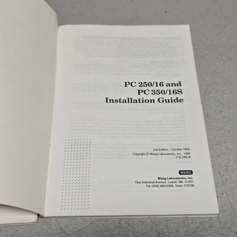 Wang PC Series 250/16 350/16S Installation Guide