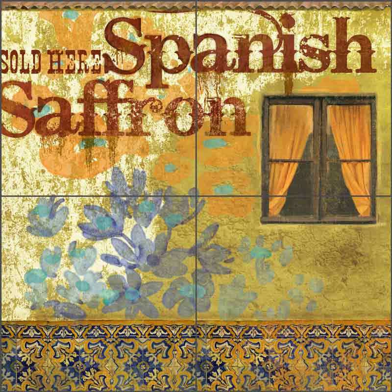 Saffron Tile Backsplash Evelia Kitchen Art Ceramic Mural OB-ES57a