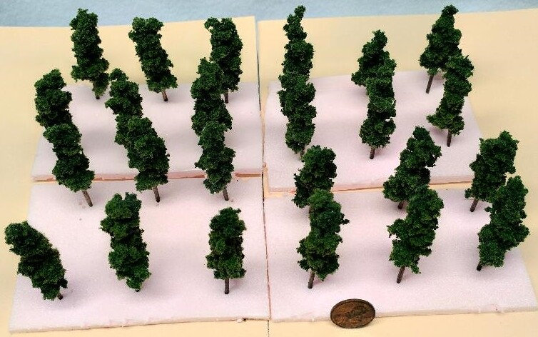 Z SCALE -HAND CRAFTED TREEZ- EVERGREENS -Correct Sized for Z Scale -(24) Pack