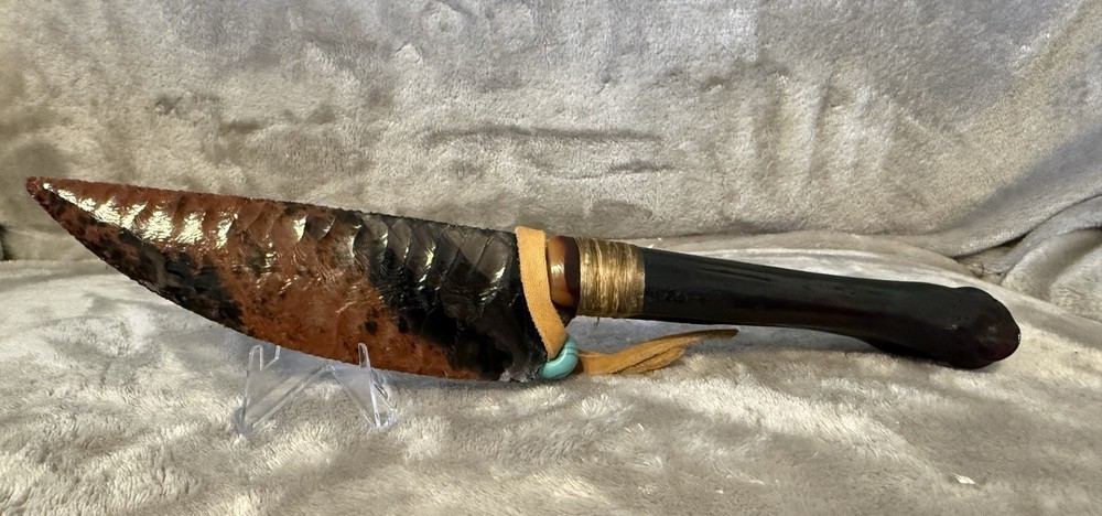 Handmade 6” Obsidian/Mahogany Obsidian Bone Handled Fixed Blade Knife