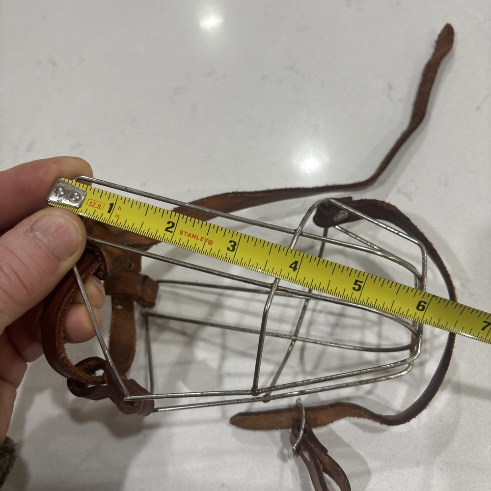 Dog Muzzle Adjustable Metal Wire Basket Leather Straps Small?