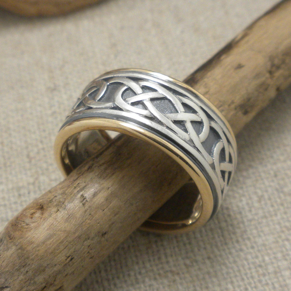 Sterling Silver & 10K Celtic Knot Wedding Ring KEITH JACK Various Sizes