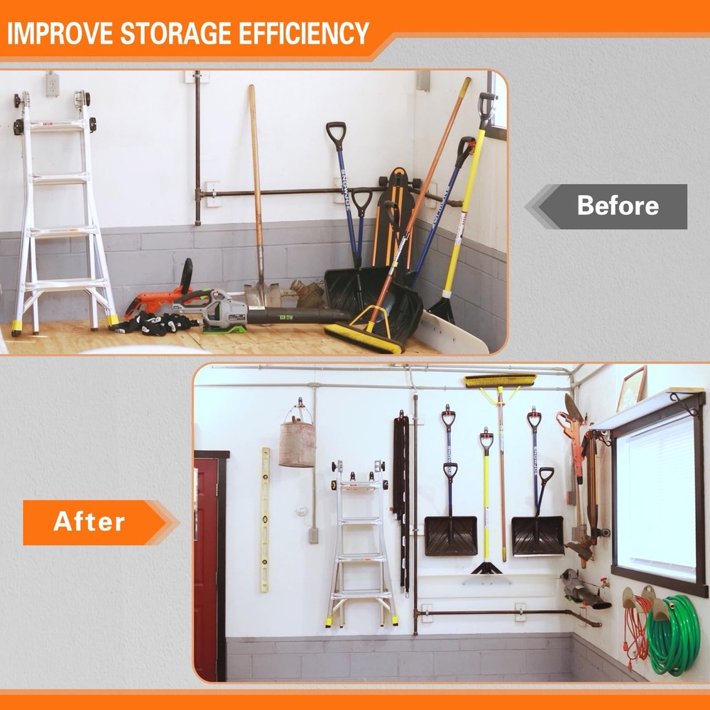 Heavy Duty Garage Hooks 4 Pack, J Shaped Hanger, Wall Mounted Storage System,...