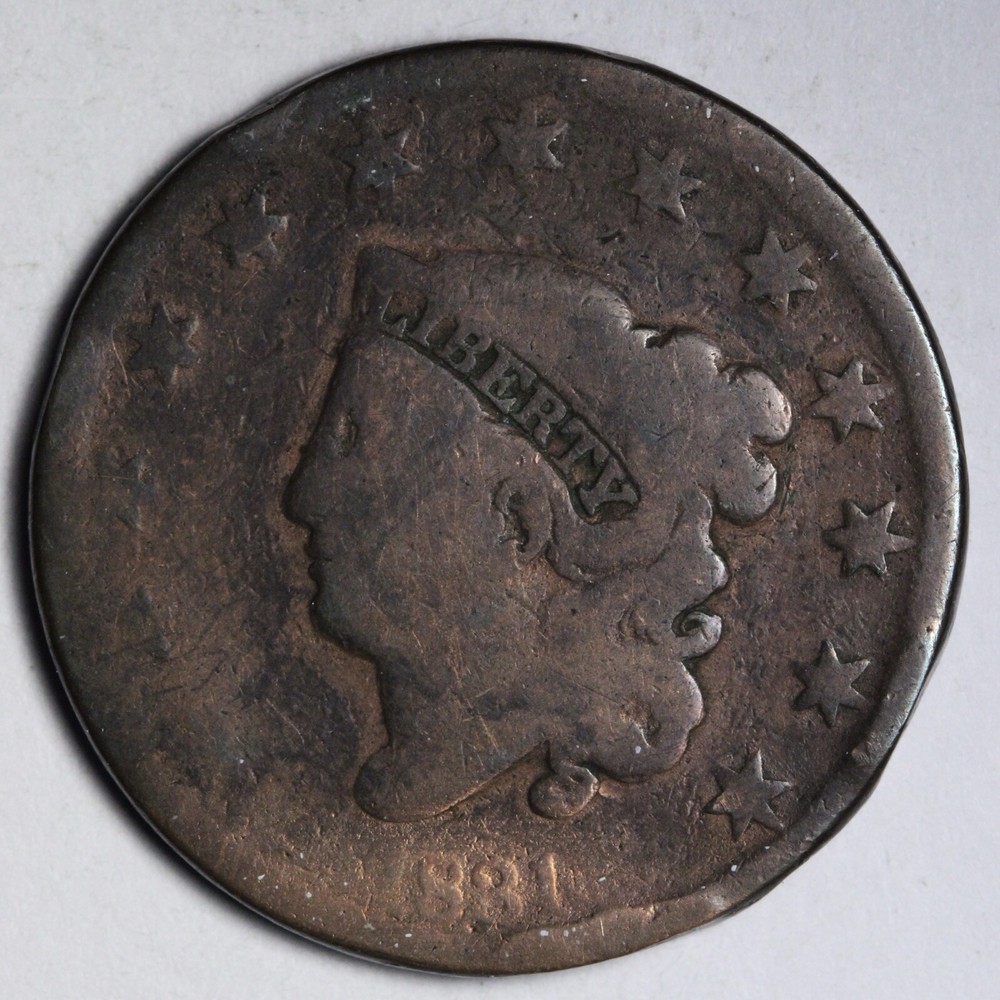 1831 Coronet Head Large Cent CHOICE VG E130 T