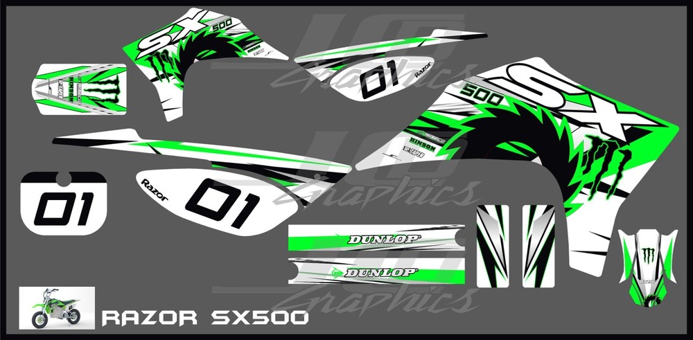 Razor SX500 graphics kit decals THICK AND HIGH GLOSS