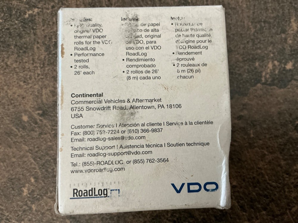 VDO ROADLOG THERMAL PRINTER PAPER