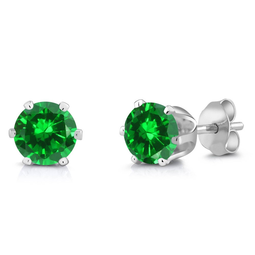 3.00 Ct Round Cut Simulated Emerald Stud Earrings 6MM