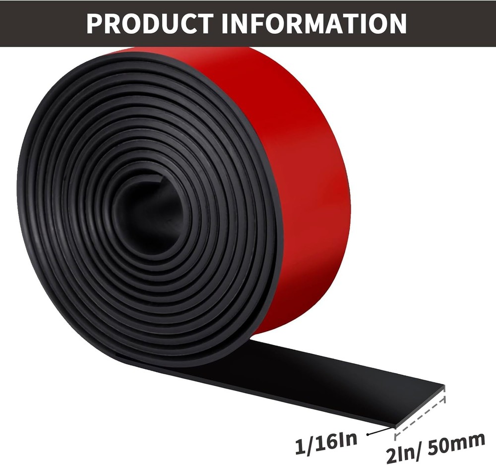 Self Adhesive Rubber Strips, Solid 2" W x 1/16" T x 120" L
