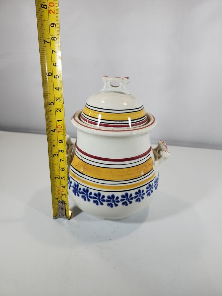 Soft Paste Covered Sugar Bowl Hand Painted England