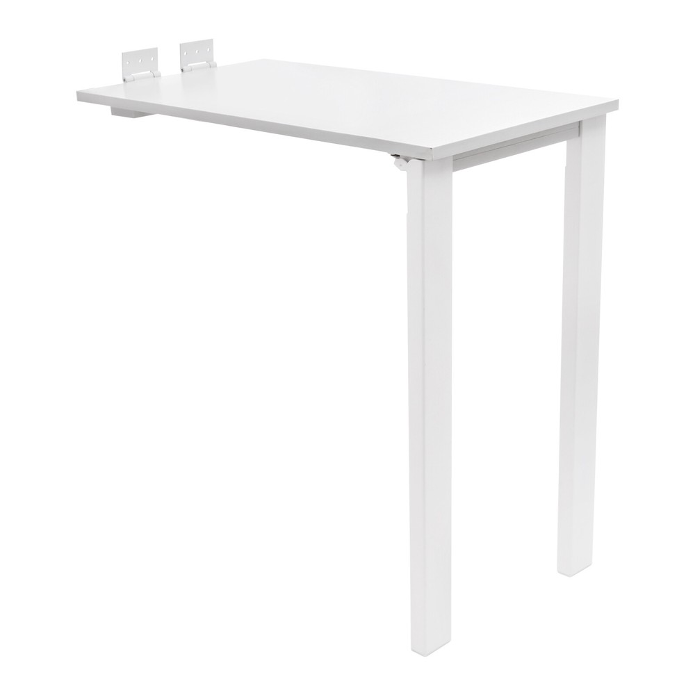 New L-Shape Modern Wall Mounted Foldable Table Wood Folding Dining Table White