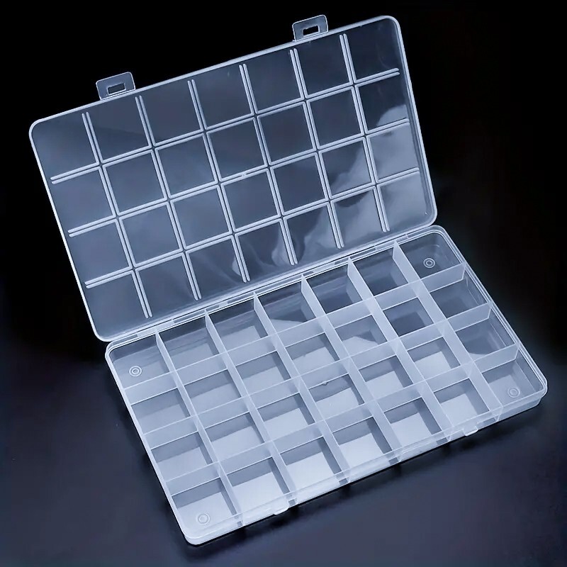 2 PCS 28 Grids Bead Organizer Plastic Organizer Box with Fixed Dividers
