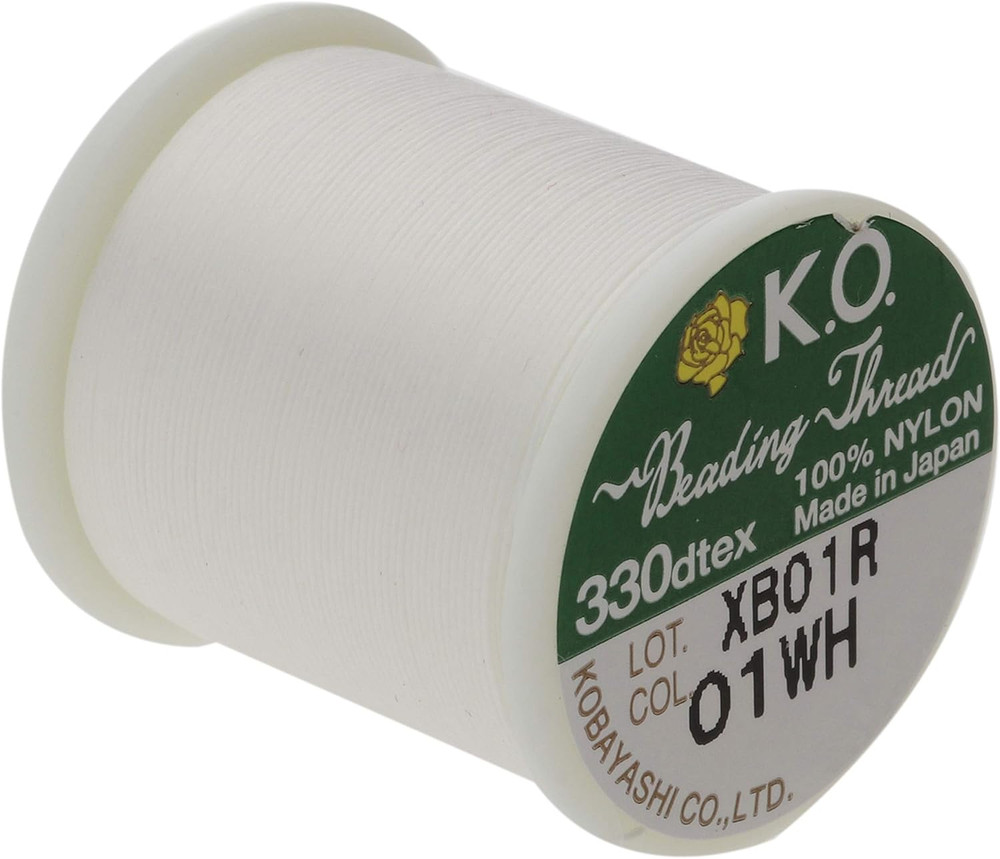Nylon Beading Thread, White, 100% Nylon, 330TEX, 50M / 55Yds Spool