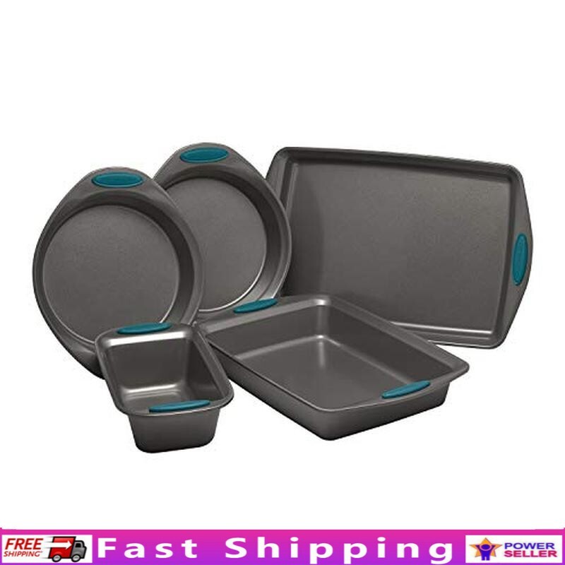 Nonstick Bakeware Set W/ Grips Baking Pans Baking Sheet Loaf Pan 5 Pieces New