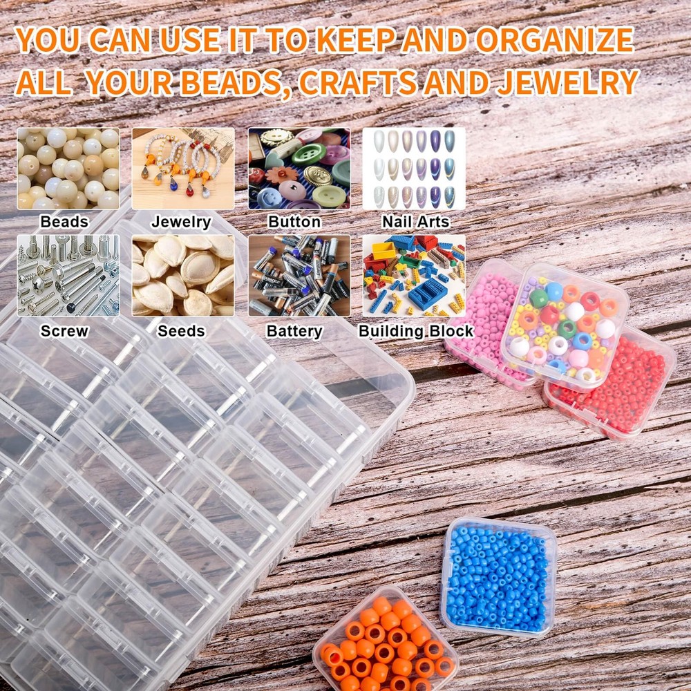 Bead Organizer Box, 30pcs Small Clear Plastic Storage Containers, Craft Stora...