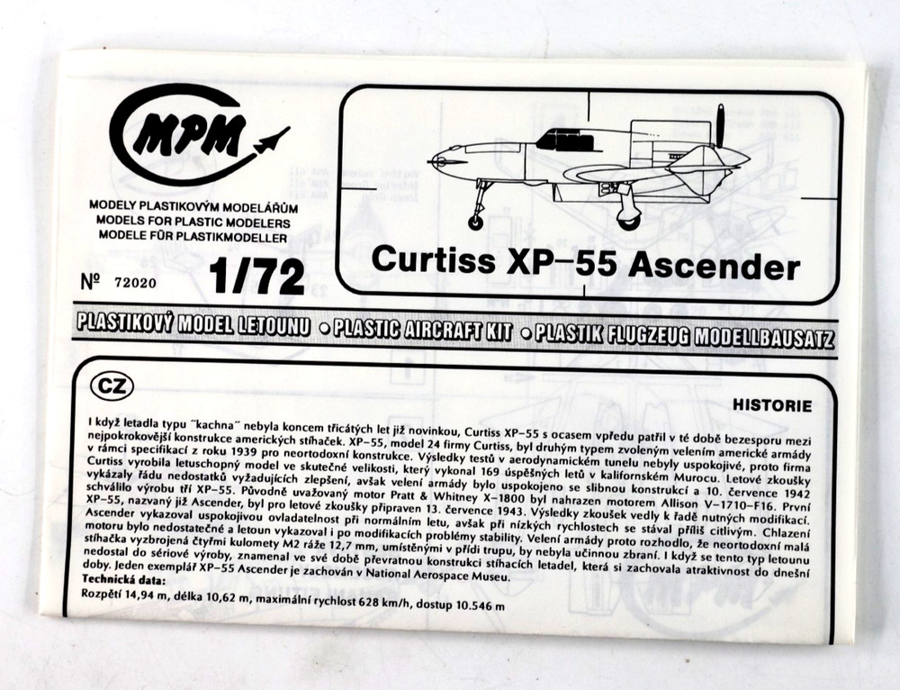 MPM 1/72 Curtiss XP-55 Ascender Model Kit