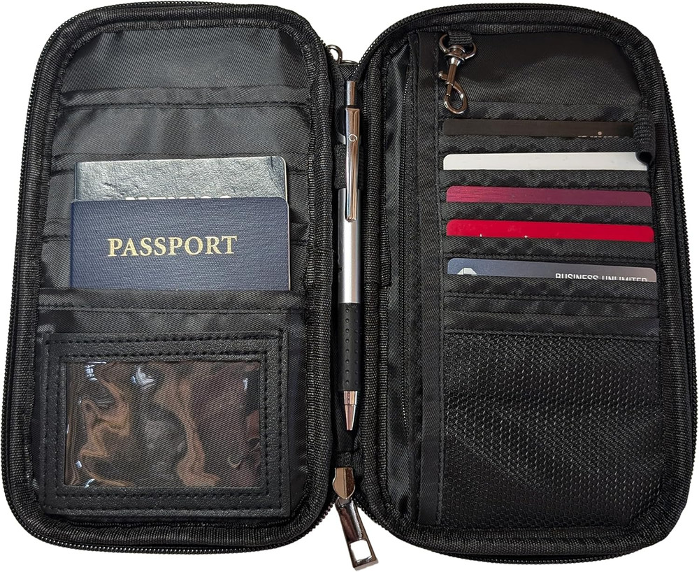 Fireproof Travel RFID Blocking Passport Holder Wallet Multi-Functional Organizer