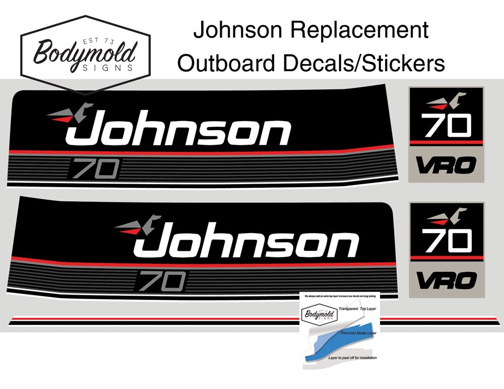 Johnson 70hp Replacement Outboard Decals/stickers