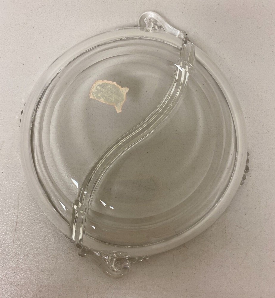 VINTAGE IMPERIAL HANDCRAFTED GLASS DIVIDED CANDY/NUT DISH