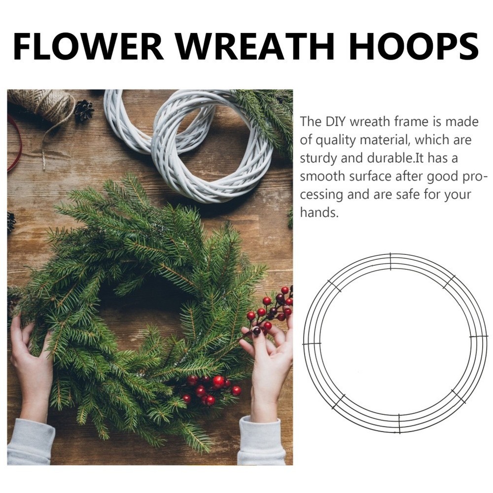 2 Pcs Round Wreath Making Ring Wire Forms Floral Metal Hoop Frame
