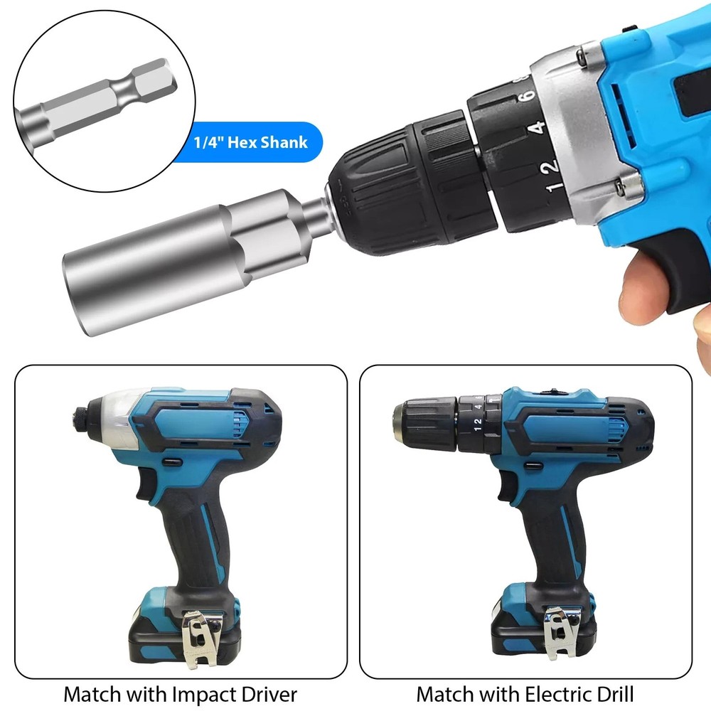 1Set Power Wing Nut Driver Hook Drill Bits Socket Wrench Tool 1/4 Inch Hex Shank