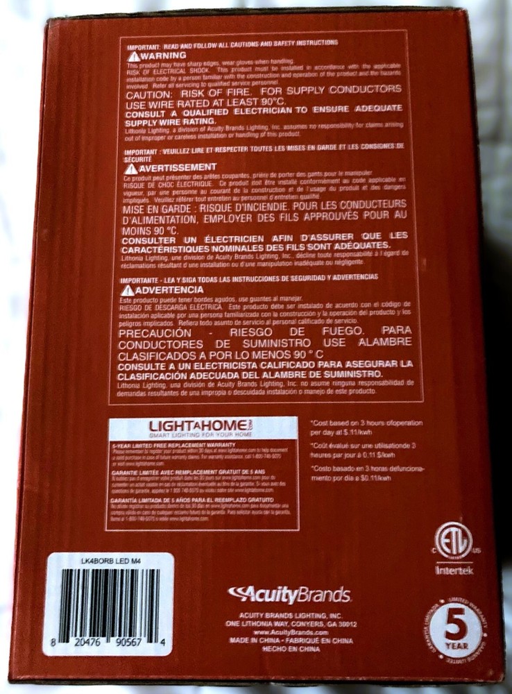 Lithonia Lighting 4" Baffle Dimmable LED Light - Complete Kit