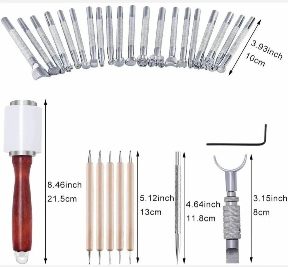 Leather Working Tool Kits Carving Stamp For Beginner With Leather Burning Tools